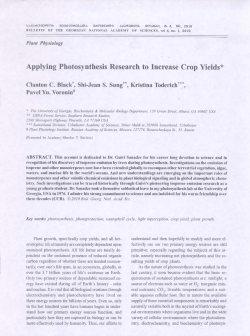 Applying Photosynthesis Research to Increase Crop