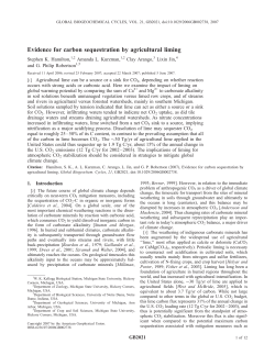 Evidence for carbon sequestration by agricultural liming