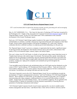 CIT GAP Funds Receives Regional Impact Award