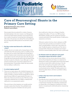 Care of Neurosurgical Shunts in the Primary Care Setting