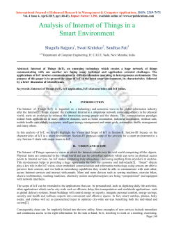 Analysis of Internet of Things in a Smart Environment