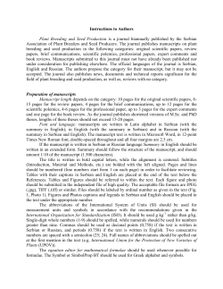 Instructions to Authors Plant Breeding and Seed