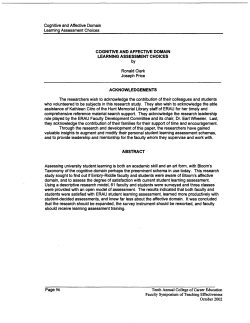 Cognitive and Affective Domain Learning Assessment Choices