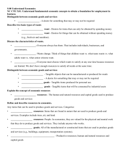 5.00 Understand Economics NC CTE 5.01: Understand fundamental