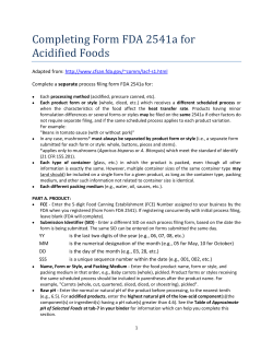 Completing Form FDA 2541a for Acidified Foods