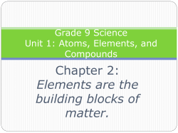 Grade 9 Science Unit 1: Atoms, Elements, and