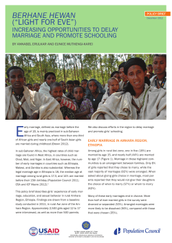Berhane Hewan ("Light for Eve"): Increasing opportunities to delay