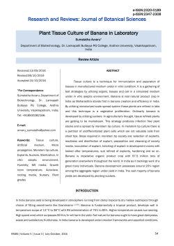 Research and Reviews: Journal of Botanical Sciences Plant Tissue