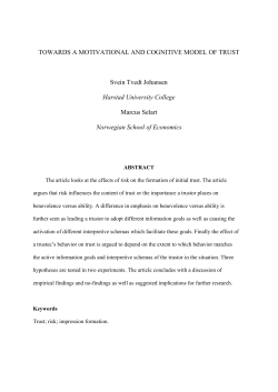 a motivational cognitive model of trust &ndash; an empirical