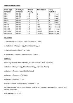 Neutral Density Filters Hoya Type Notation B+W Type Notation