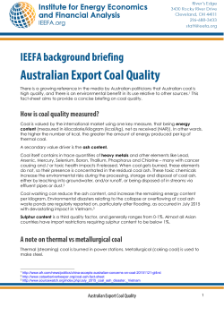 IEEFA background briefing, Australian Export Coal Quality