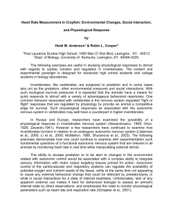 Heart Measures In Crayfish During Environmental Changes