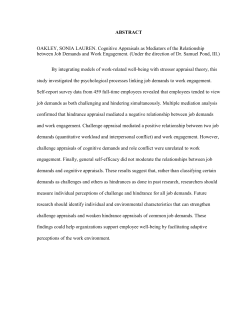 ABSTRACT OAKLEY, SONIA LAUREN. Cognitive Appraisals as
