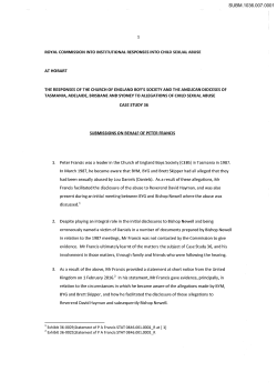 Church of England Boys Society, Submissions on Behalf of Peter