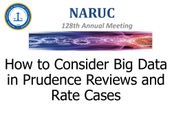 NARUC How to Consider Big Data in Prudence Reviews and Rate