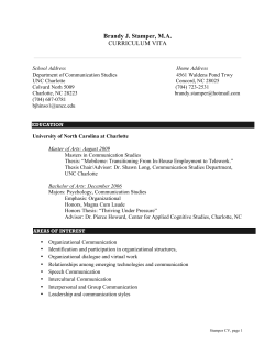 Brandy Stamper Vita - UNC Charlotte Pages