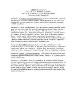 Physical Therapist Assistant Self Rating Sheet - CMS
