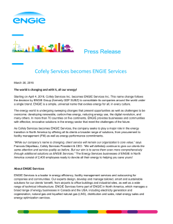 Press Release Cofely Services becomes ENGIE Services