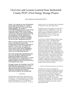 Overview and Lessons Learned from Snohomish County PUD`s First