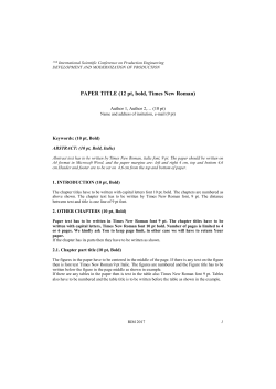 PAPER TITLE (12 pt, bold, Times New Roman)