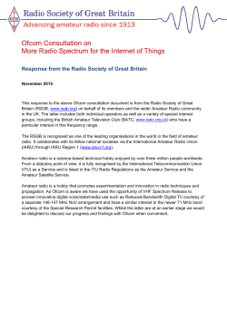 Ofcom Consultation on More Radio Spectrum for the Internet of Things