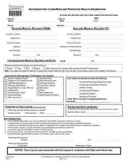 DISCLOSE MEDICAL RECORDS TO - Nemours Children`s Health