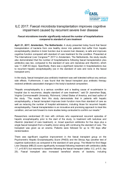 ILC 2017: Faecal microbiota transplantation improves cognitive