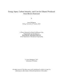 Energy Input, Carbon Intensity, and Cost for Ethanol Produced from