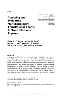 Assessing and Evaluating Multidisciplinary Translational Teams: A