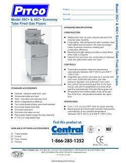 Pitco Frialator Commercial Economy Gas Fryer 35C+S 45C+ Spec