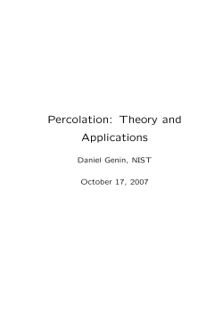 Percolation: Theory and Applications