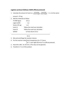 Ligation protocol (follows iGEM official protocol)