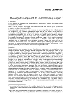 The cognitive approach to understanding religion