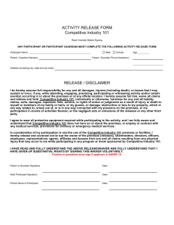 ACTIVITY RELEASE FORM Competitive Industry 101 RELEASE