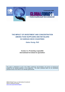 THE IMPACT OF INVESTMENT AND CONCENTRATION AMONG FOOD SUPPLIERS