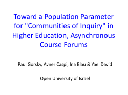 "Communities of Inquiry" in Higher Education, Asynchronous Course