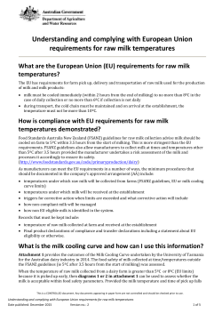 Raw milk temperatures