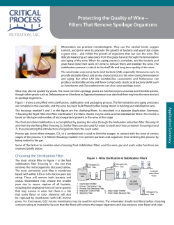 Protecting the Quality of Wine &ndash; Filters That Remove Spoilage