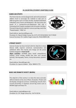 30. SOCIETIES/STUDENT CHAPTERS/CLUBS GAMES AND