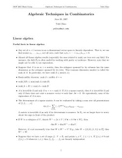 Algebraic Techniques in Combinatorics