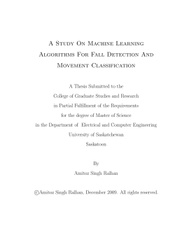 A Study on Machine Learning Algorithms for Fall Detection and