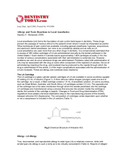 Allergy and Toxic Reactions to Local Anesthetics