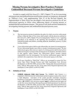 Missing Persons Investigative Best Practices Protocol