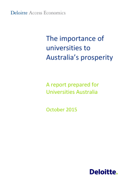 The importance of universities to Australia`s prosperity