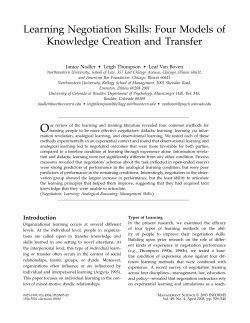 Learning Negotiation Skills: Four Models of Knowledge Creation