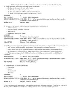 Chapter 1 : The Study of Human Development