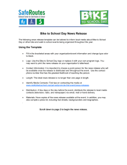 Bike to School Day Customizable Local Press Release