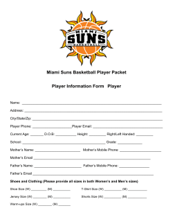 Miami Suns Basketball Player Packet Player Information Form Player
