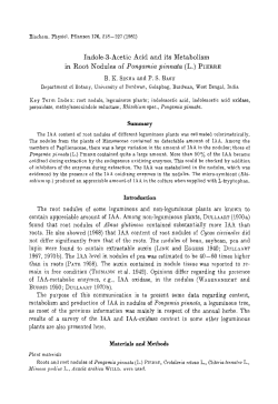 Indole-3-acetic acid and its metabolism in root nodules of Pongamia