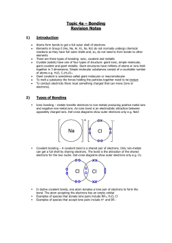 Topic 3 &ndash; Bonding and Structure